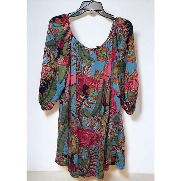 Rachel Roy Women's Boho Blouse Top Tropical Mulit-color Size Large Plus Stretchy - Picture 1 of 4